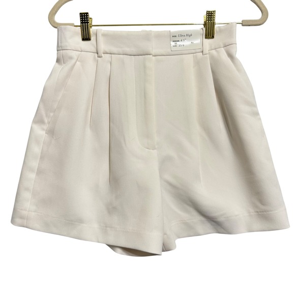 Abercrombie & Fitch Sloane Curve Love Shorts 25 0 Cream New Pleated High Rise - Picture 4 of 11
